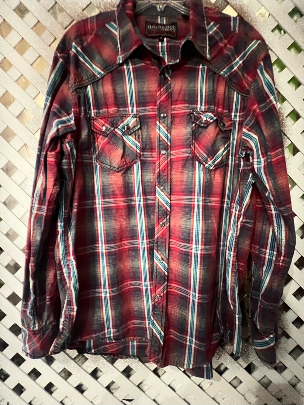 Rock & Roll Cowboy Men's Red Plaid Western Shirt - Vintage Style size XL